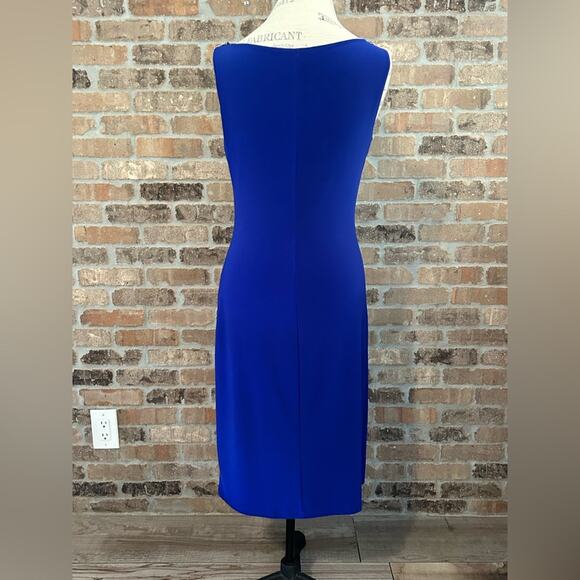Lauren Ralph Lauren blue cocktail dress side ruched sleeveless rhinestone size 6 - Picture 5 of 12